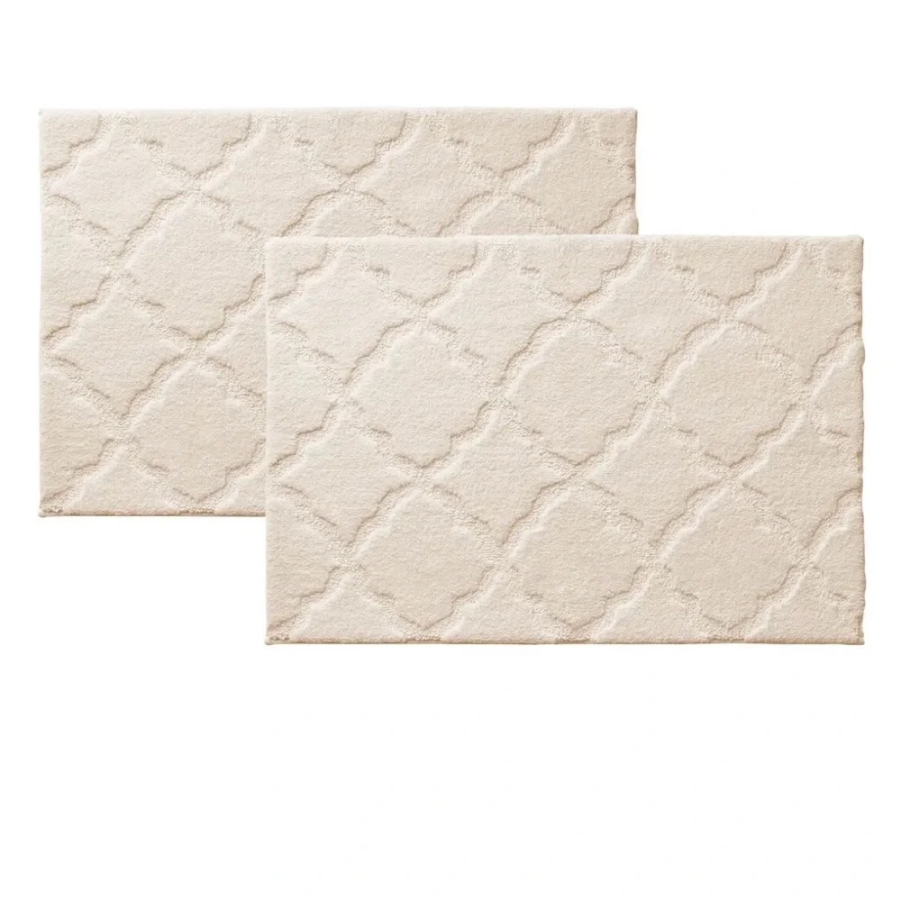 2 Pk Charisma Drylon Trellis Bath Rugs Ivory 24” W x 36” L New